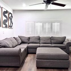 Large L-Shape Couch with Ottoman