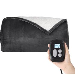 Heated Blanket Electric Blanket Queen Size 84''x90'' with 10 Heating Levels, 1-12 Hour Auto Shut Off, Machine Washable, Dual Controller Soft Warming B