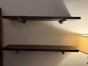 Industrial wood shelf
