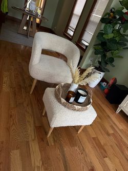 Teddy fleece chair with ottoman