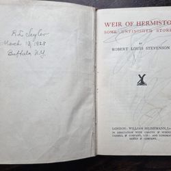 RARE 1928 Inscribed "Weir of Hermiston" Robert Louis Stevenson Book