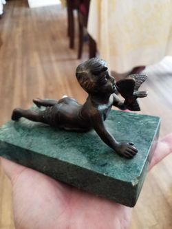 Antique French Marble And Bronze Sculpture Statue