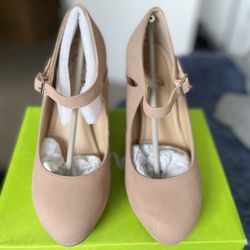 Rosy Taupe Strap Pumps