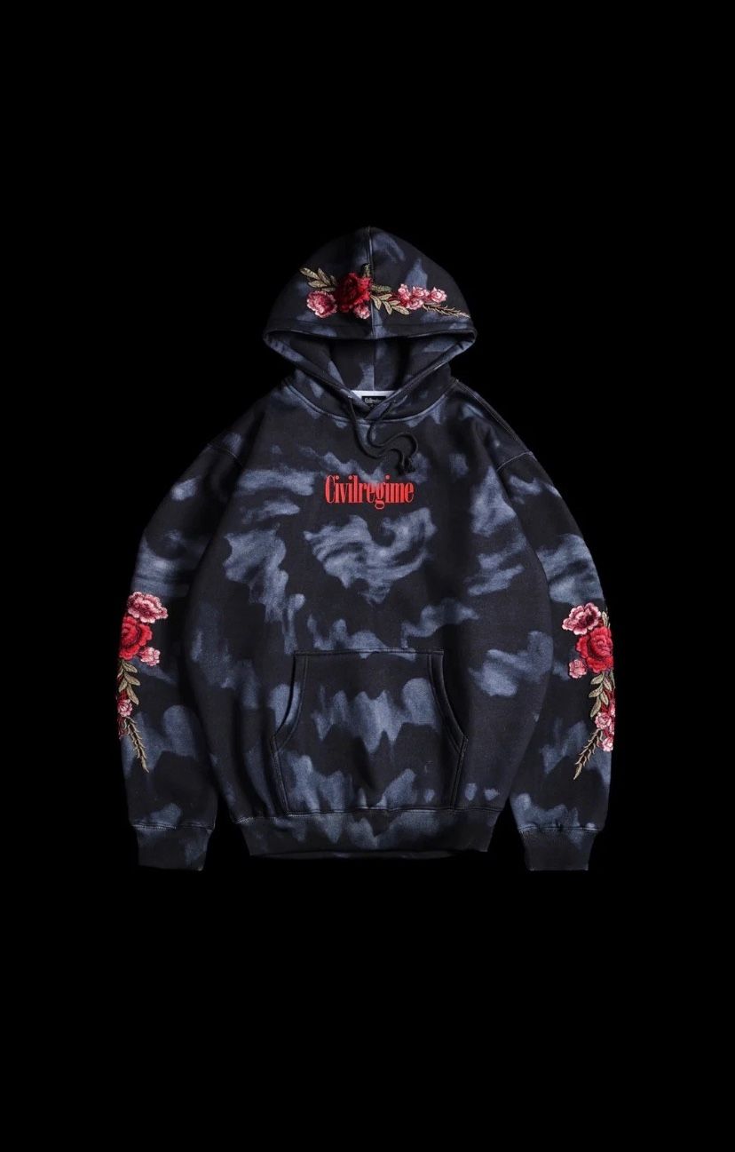 Civil Regime Dark Echo (red) Roses Hoodie MEDIUM