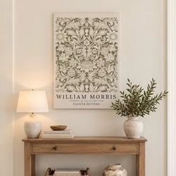 Green William Morris Print on Stretched Canvas | 24" x 36" Wall Art