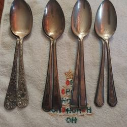 Antique Silver Plate Serving Spoon 
