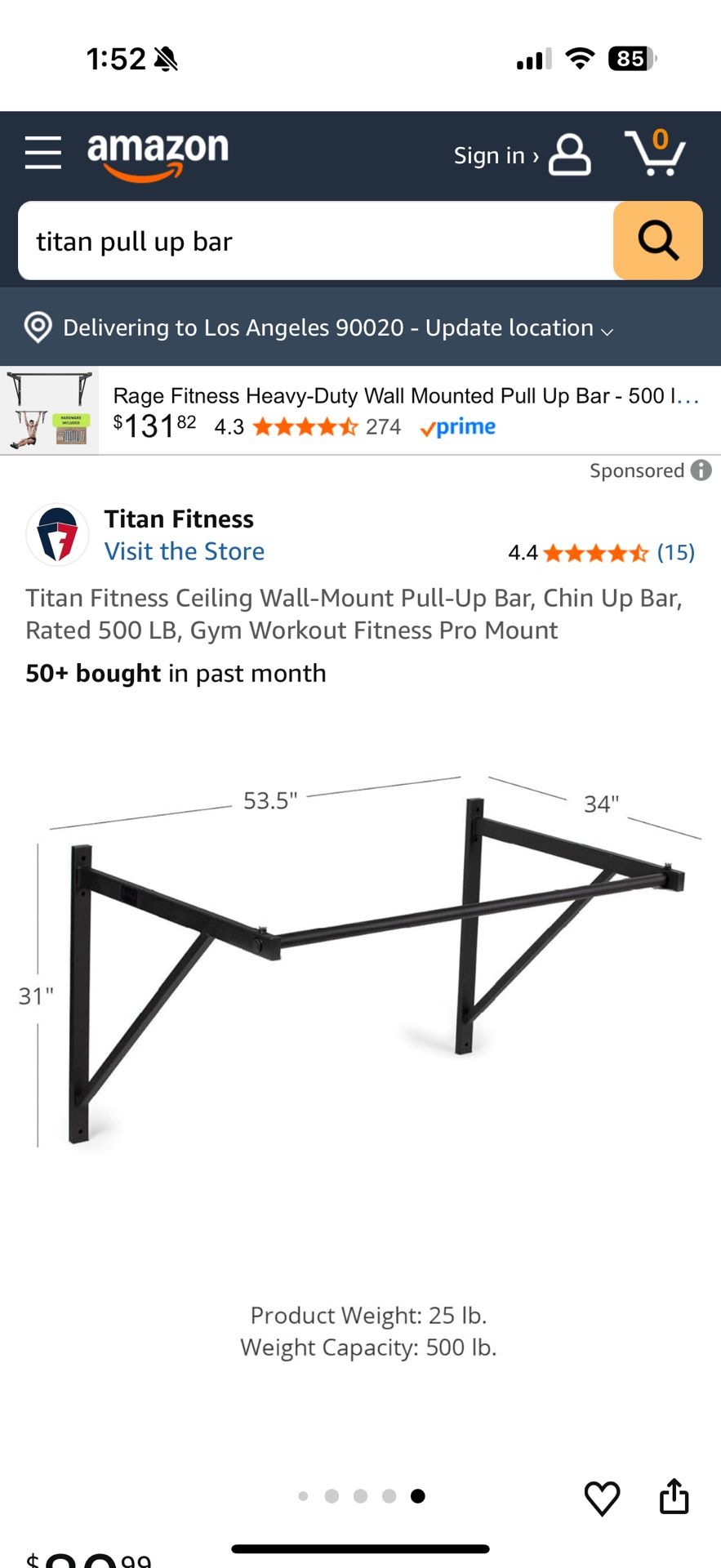 Titan Fitness Ceiling Wall-Mount Pull-Up Bar