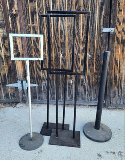 3 Floor Standing Sign Holders & 1 Crowd Control Post 40"