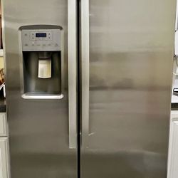 GE 21.8 cu. ft.  Side by Side Refrigerator Counter Depth  H 70.125 in. , W 35.75 in., D 30.75 in. 