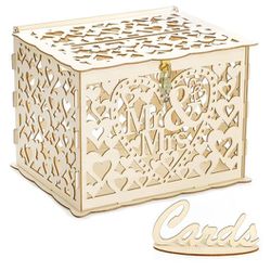 Wood Wedding Card Box with Lock and Key