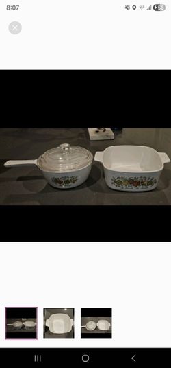 Corningware White Floral Design Vintage