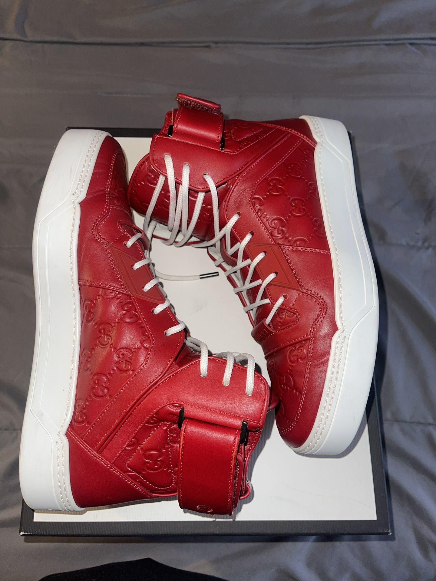 Gucci Signature High Top Sneaker (Red Sz 7 /Eu 40)