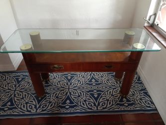 Entryway Wood Bureau With Glass Top