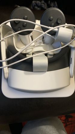 Used like new and works great. Headset is in excellent condition with very little wear. Includes the headset, both controllers, and charging dock as s
