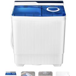COSTWAY Portable Washing Machine, Twin Tub 26 Lbs Capacity, 18 Lbs Washer and 8 Lbs Spinner, Compact Washer with Control Knobs, Timer Function, Drain 