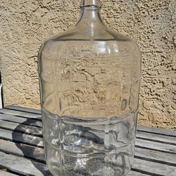 Vintage 5 Gallon Carboy Glass Water Jug Bottle Checkered Embossed Made In Italy