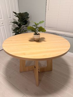 Round Natural Wood Dining Table