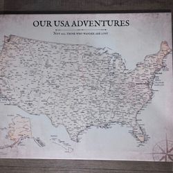 Travel Map Canvas 30” X 24” 