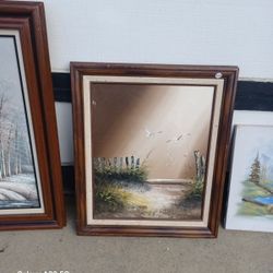 NOW $15 - Framed Oil On Canvas Painting