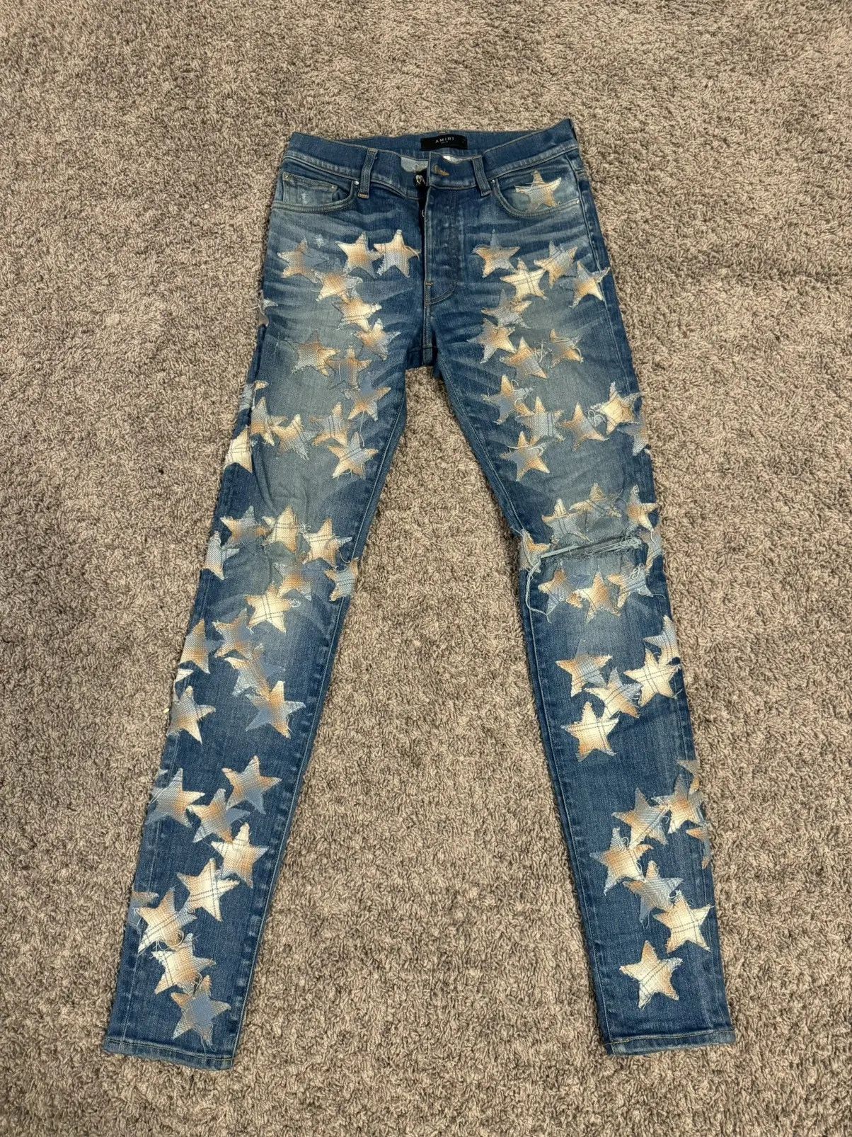 Amiri Jeans Chemist Star Patch Indigo Denim