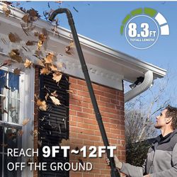 Gutter Cleaning Attachment Kit Compatible with EGO 530CFM, 580CFM, 575CFM, 650CFM, 615CFM, LBX6000 Leaf Blowers 360° Rotation Nozzle, Extends Up to 8.