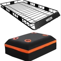 WEIZE 64" X 39" Roof Rack with Cargo Basket and Accessories 