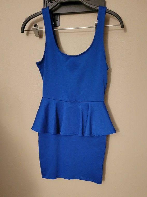 Forever 21 Royal Blue Peplum Mini Dress