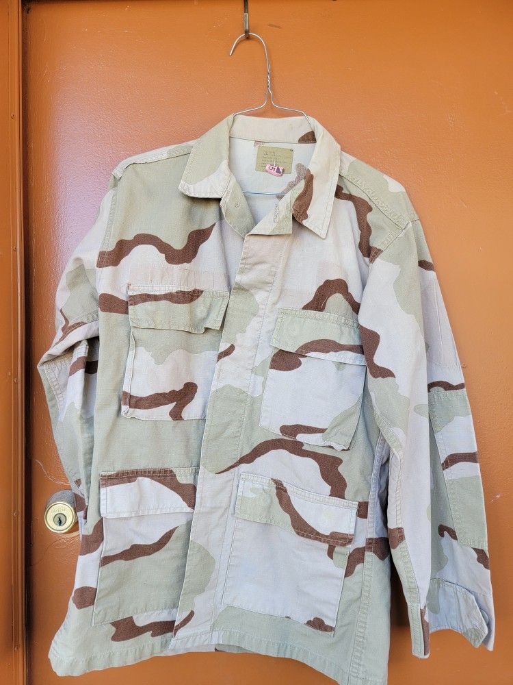 US Army Desert Camo Jacket Men’s Size Small Reg BDU Shirt Combat Tactical Coat