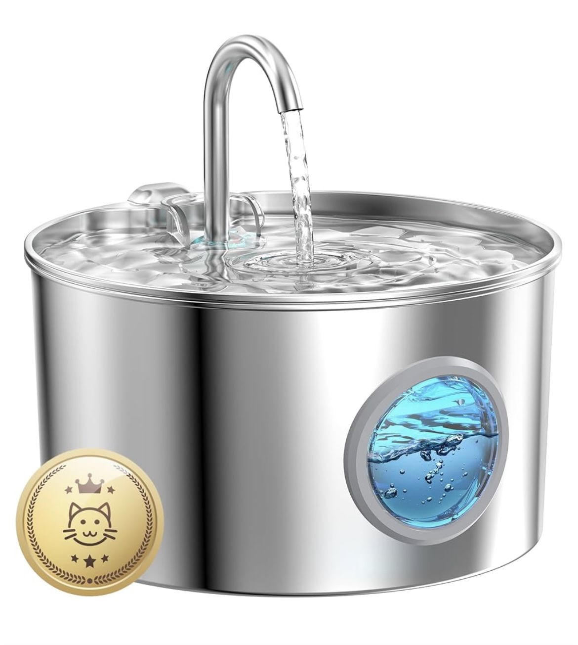 Cat Water Fountain Stainless Steel: 74oz/2.2L Cat Fountain for Drinking - Pet Water Fountain for Cats Inside - Quiet Cats Water Bowl Dispenser