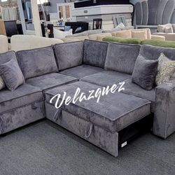✅️✅️3-Piece Convertible Sectional
Sleeper Sofa W/Cupholder, Sofa Storage, & USB Ports✅️
