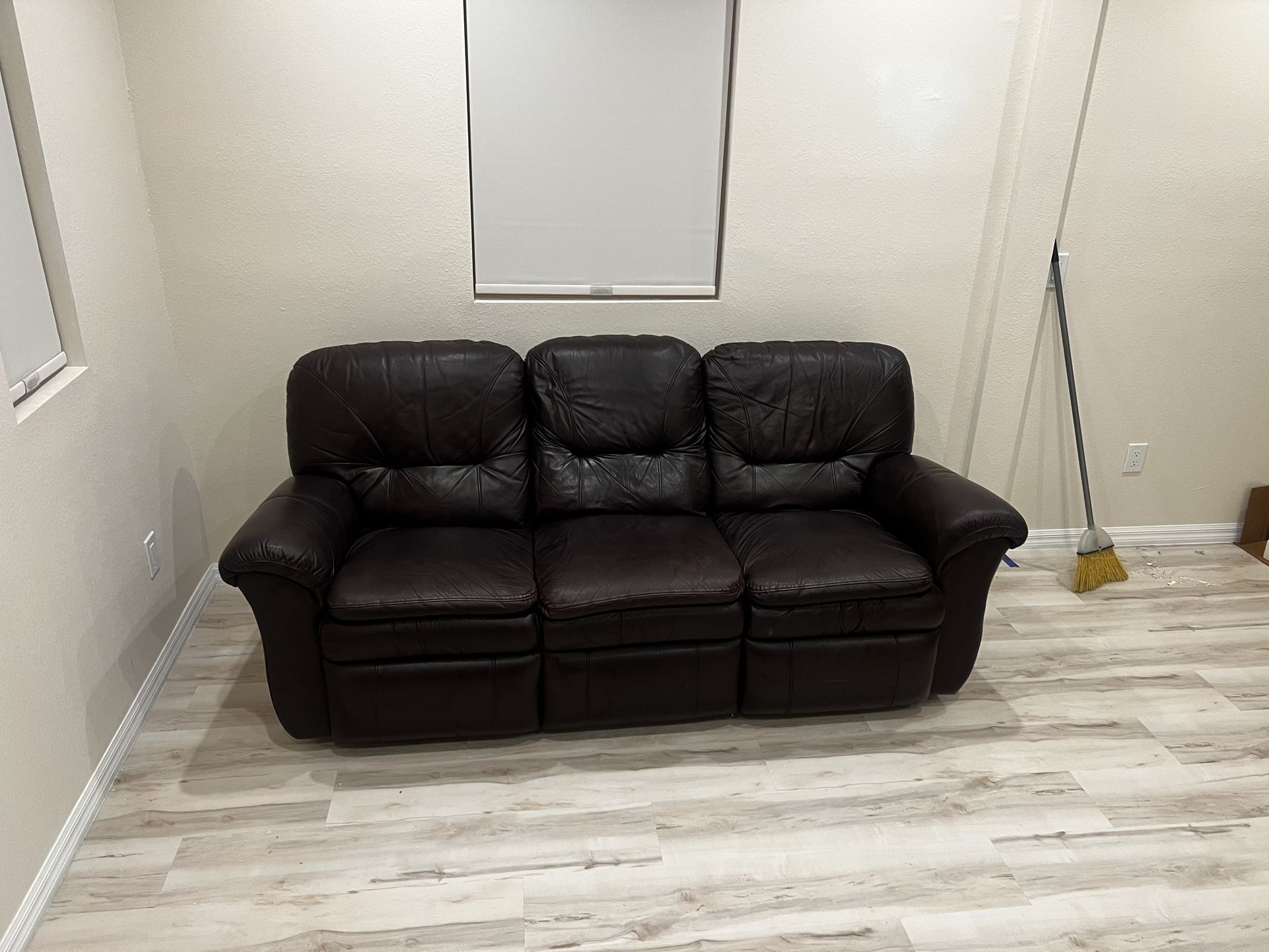 Brown Leather LAZ Boy Recliner Sofa