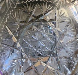 Vintage ABP Hand-Cut Crystal Fruit Bowl with Stars & Pears Motif