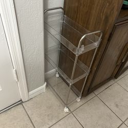 Slim Rolling Storage Cart (3-Tier Clear Organizer)