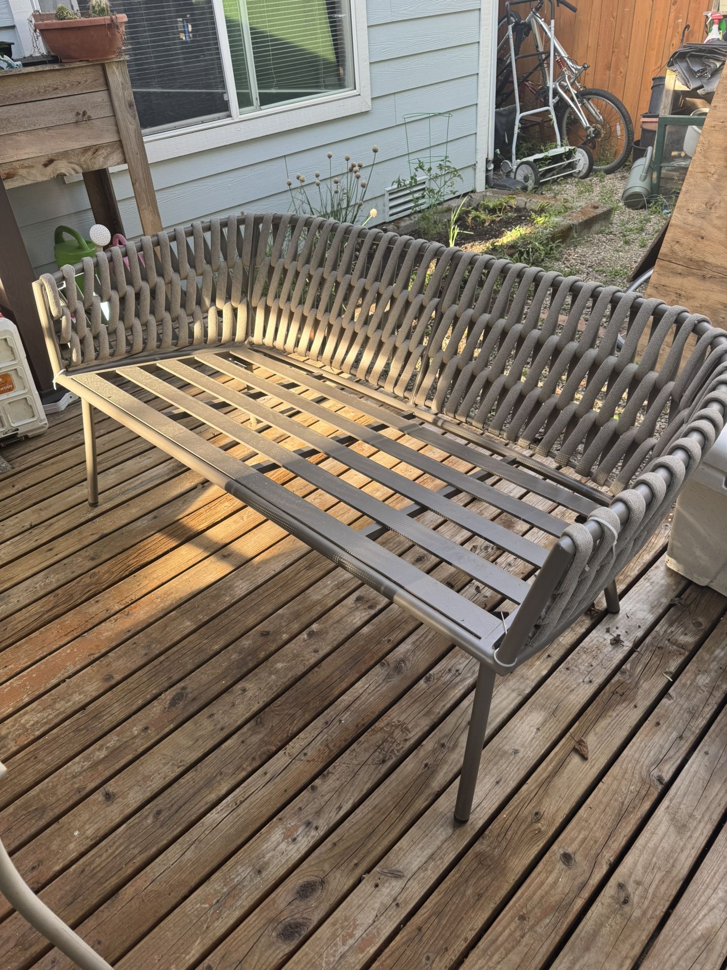 Outdoor Sofa Bench - Martha Stewart, Grey Metal