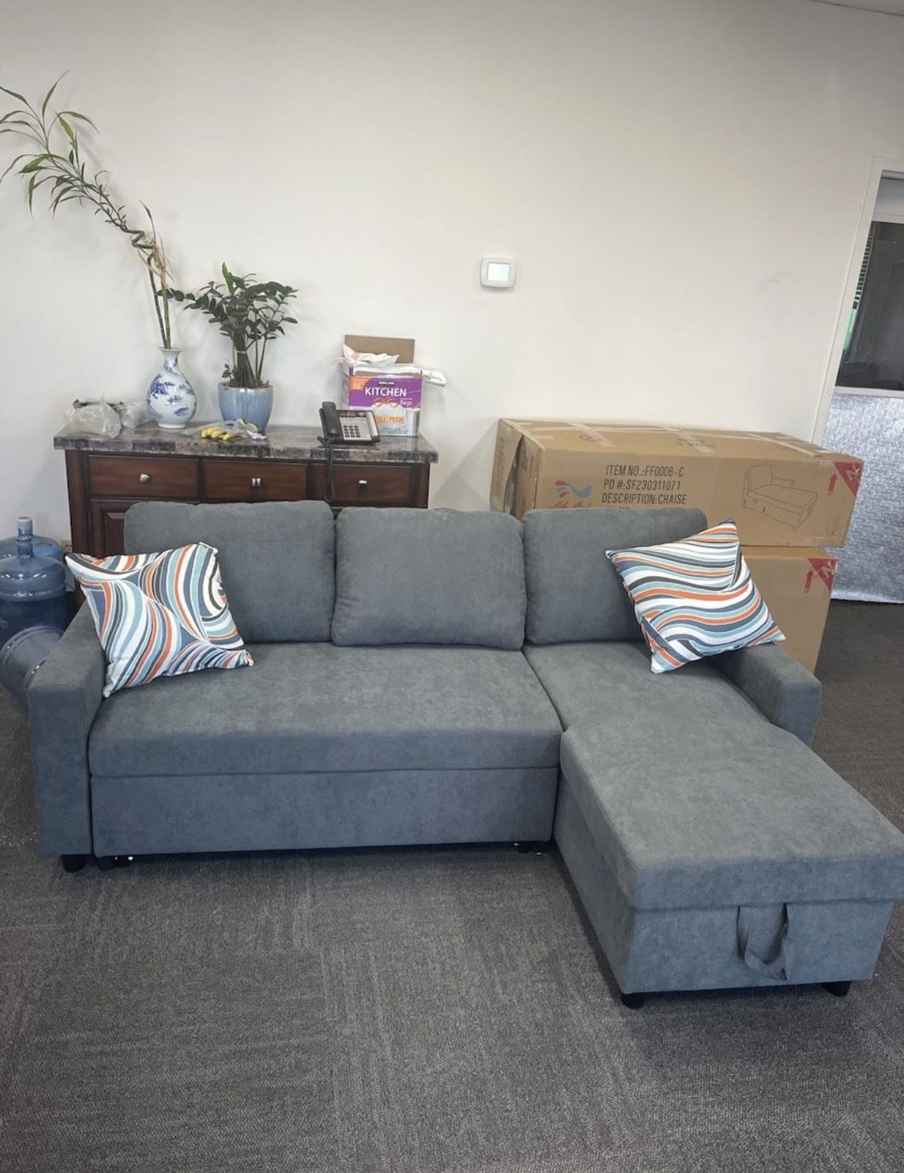 Gray Microfiber Sectional Sleeper Sofa Couch