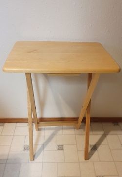 Folding TV Tray Table, Rubberwood, Natural, 19" x 14.5" x 26"(like New)