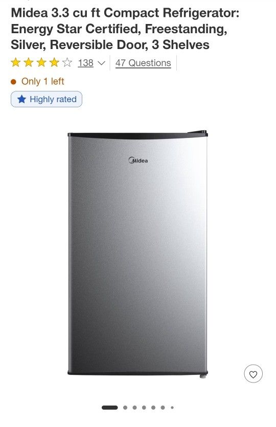 Midea 3.3 cu ft Compact Refrigerator: Energy Star Certified