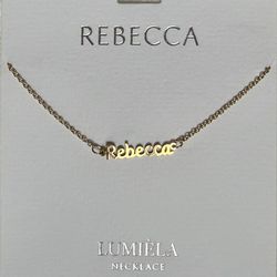 NEW Lumiela Necklace Marina De Buchi Customized Name “Rebecca” - Nickel-Free  Gold-colored, adjustable. Perfectly understated for everyday wear.