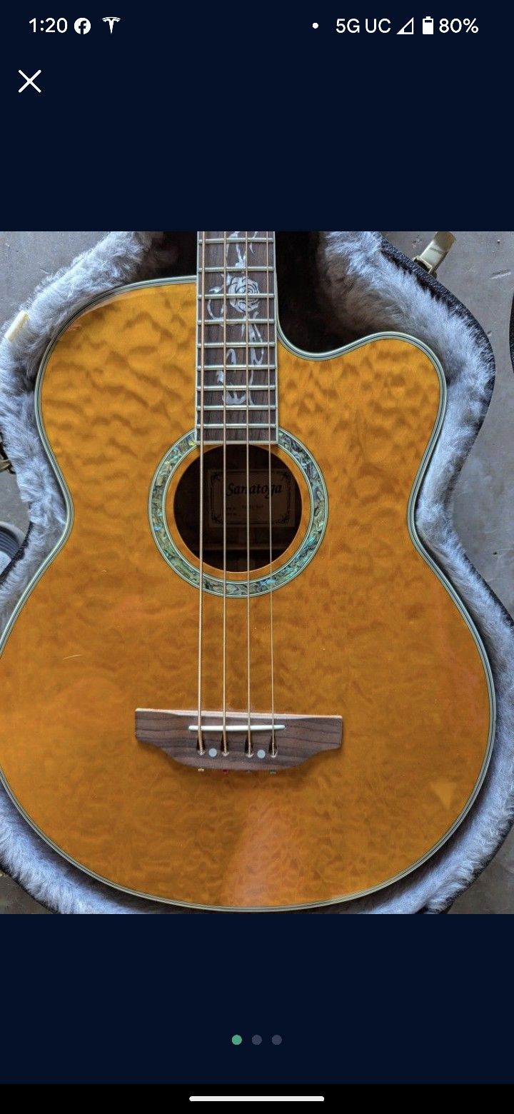 Acoustic Electric Bass Custom Inlay W/ Hard-shell Case