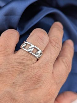 👌✨Vintage Handmade 925 Sterling Silver Cuban Link Chain Ring SIZE 7👍