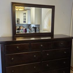 Bedroom Dresser, 2 Nightstands , & Mirror