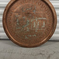 Copper Charger Tray with Egyptian Engravings