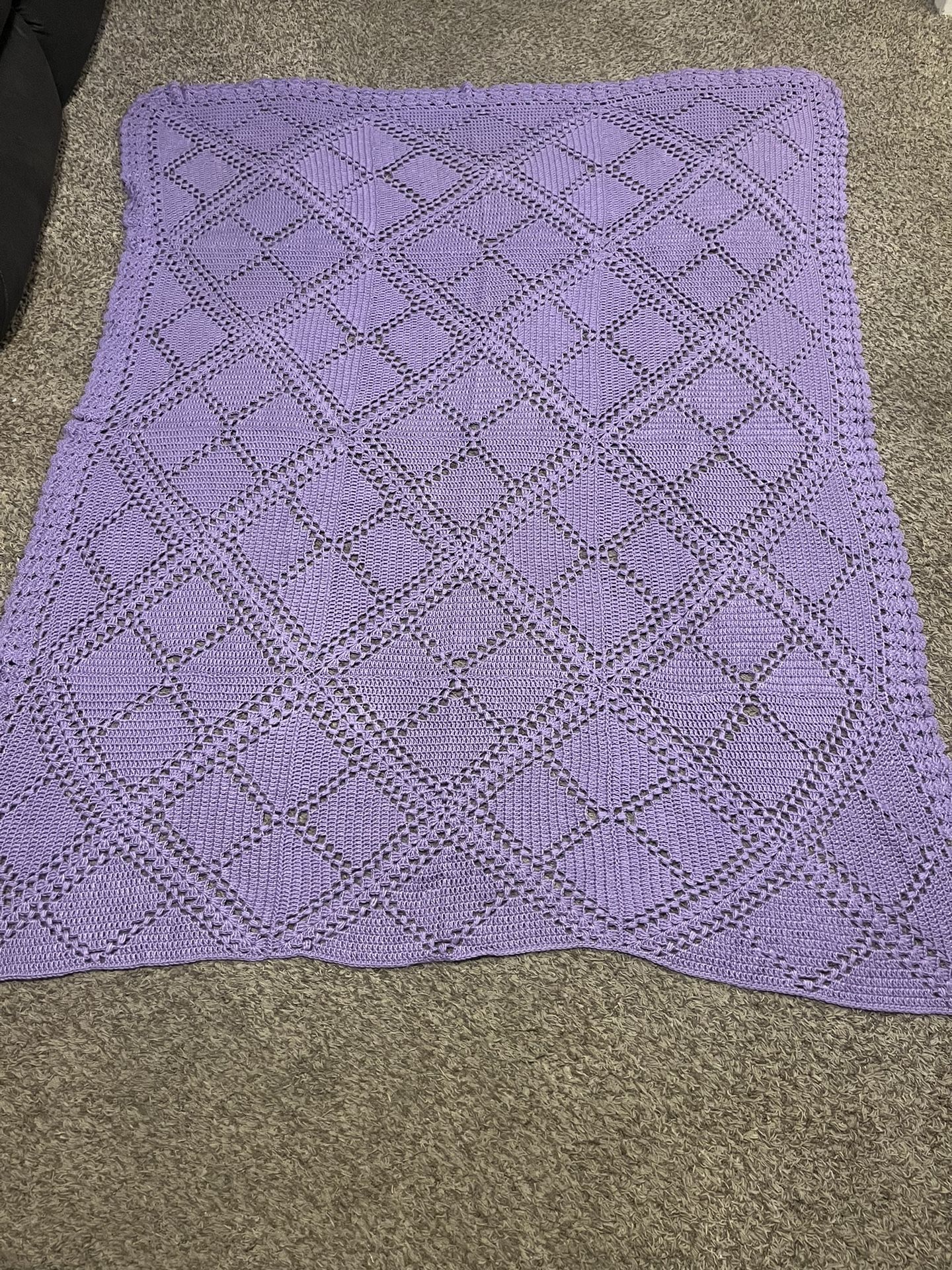Purple Crotchet Blanket 89"x63"