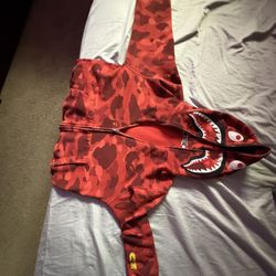 Red Full Zip Bape Hoodie