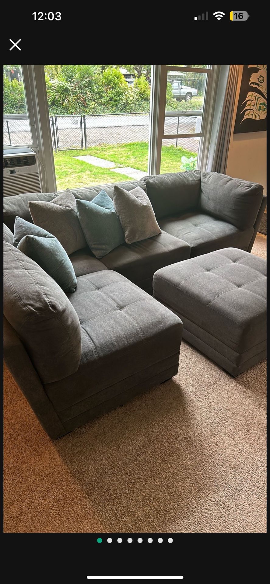 6pc Thomasville Sectional Couch Sofa 