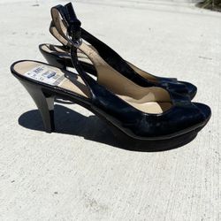 Black Open Toe High Heels Size 8 