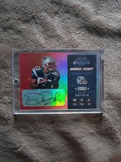 Deion Branch Playoff Contenders 2002 Rookie Ticket Signed