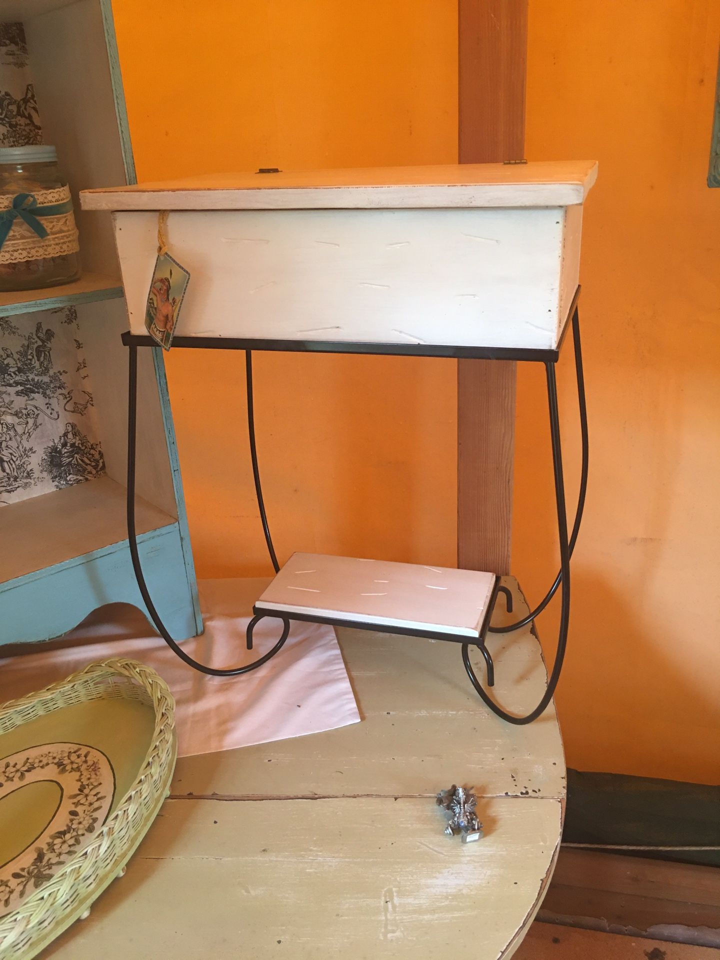 Wood and iron end table