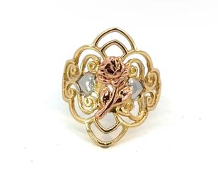 Woman’s Ladies 14k Two Toned Rose Yellow Gold Rose Ring Size 6 GP3105504