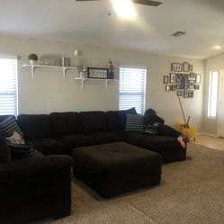 4 Piece Beautiful Chocolate Brown Oversize Sectional With Ottoman